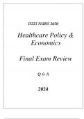 (WGU D223) NURS 2650 HEALTHCARE POLICY & ECONOMICS FINAL EXAM REVIEW Q & A 2024.