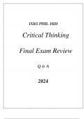 (WGU D265) PHIL 1020 CRITICAL THINKING FINAL EXAM REVIEW Q & A 2024.