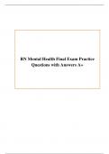 RN Mental Health Final Exam Practice Questions with Answers A+