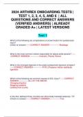 2024 ARTHREX ONBOARDING TESTS | TEST 1, 2, 3, 4, 5, AND 6 | ALL QUESTIONS AND CORRECT ANSWERS (VERIFIED ANSWERS) | ALREADY GRADED A+ | LATEST VERSIONS