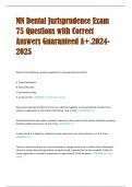 MN Dental Jurisprudence Exam  75 Questions with Correct  Answers Guaranteed A+.2024- 2025