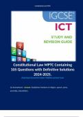 Constitutional Law MPTC Containing 105 Questions with Definitive Solutions 2024-2025.