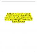 Test Bank For Lewis's MedicalSurgical Nursing, 12th Edition by  Mariann M. Harding, Jeffrey Kwong,  Debra Hagler Chapter 1-69 Complete  Latest 2023-2024