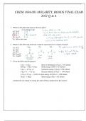 CHEM 1604.001 MOLARITY , BONDS ADVANCED CHEM FINAL EXAM Q & A 2021 (Banard Uni