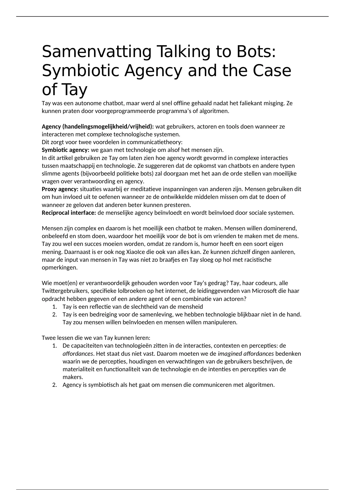 PDF) Talking to Bots: Symbiotic Agency and the Case of Tay