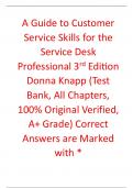Test Bank for A Guide to Customer Service Skills for the Service Desk Professional 3rd Edition By Donna Knapp (All Chapters, 100% Original Verified, A+ Grade)