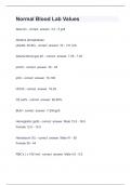 Normal Blood Lab Values Lab Values Galen College Of Nursing -Questions with complete solution 2024 