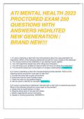 ATI MENTAL HEALTH 2023  PROCTORED EXAM 250  QUESTIONS WITH  ANSWERS HIGHLITED  NEW GENERATION / BRAND NEW!!! 1. A nurse is teaching a client who has schizophrenia about her new prescription for  risperidone. Which of the following statements should the nu