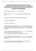 CAADC Regarding Adlerian Theory Examination Questions with ascertained Answers 2023/2024