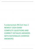                  Fundamentals RN Exit Hesi 2  NEWEST 2024 EXAM  COMPLETE QUESTIONS AND  CORRECT DETAILED ANSWERS  WITH RATIONALES (VERIFIED ANSWERS)  