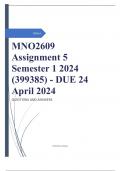 MNO2609 Assignment 5 Semester 1 2024 (399385) - DUE 24 April 2024