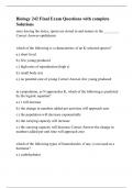 Biology 242 Final Exam Questions with complete Solutions