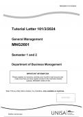 MNG2601 Semester 1 and 2 Department of Business ManagementTutorial Letter 101/3/2024 General Management MNG2601 Semester 1 and 2 Department of Business Management Solutions 2024