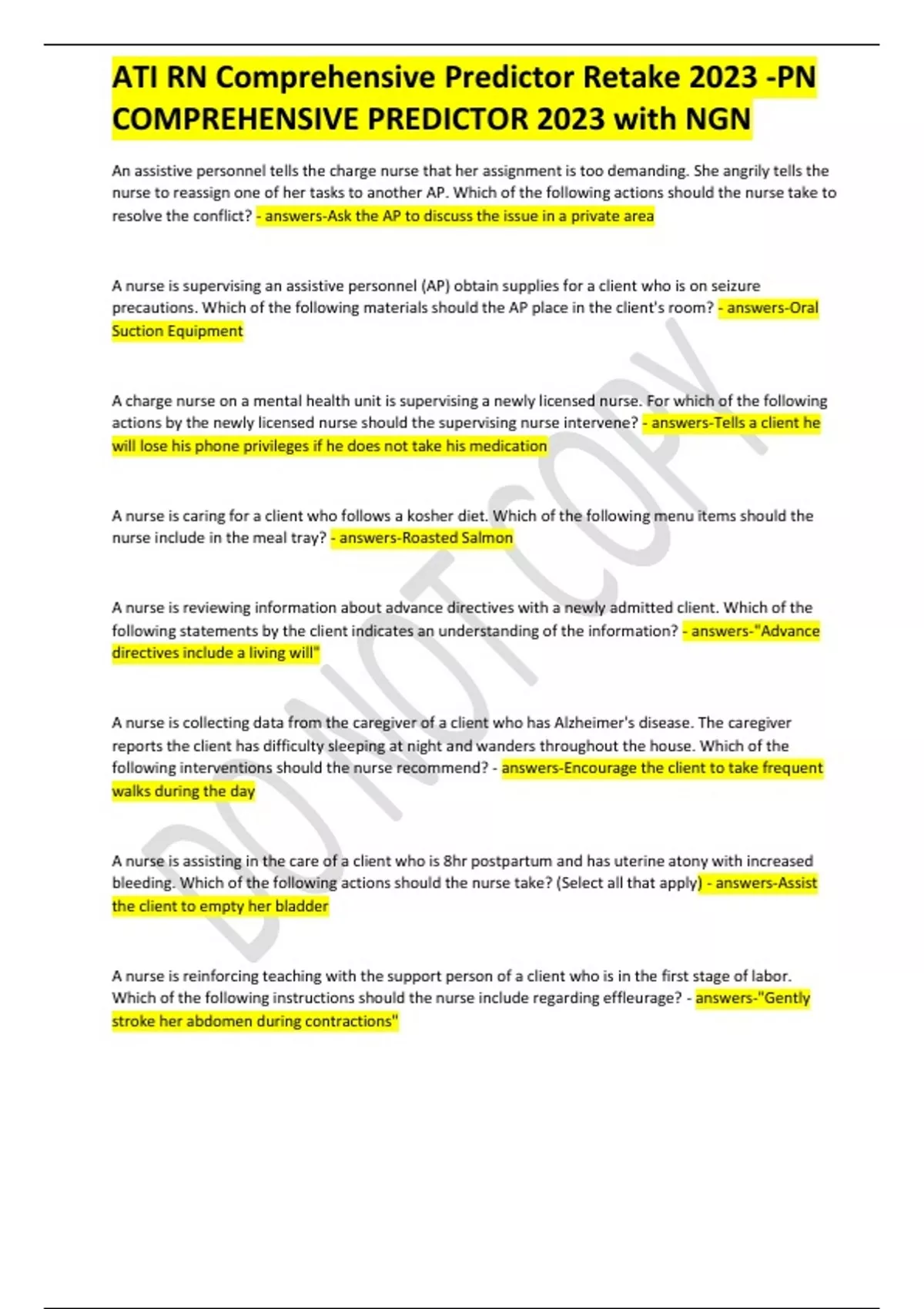 ATI RN Comprehensive Predictor Retake 2023 -PN COMPREHENSIVE PREDICTOR ...