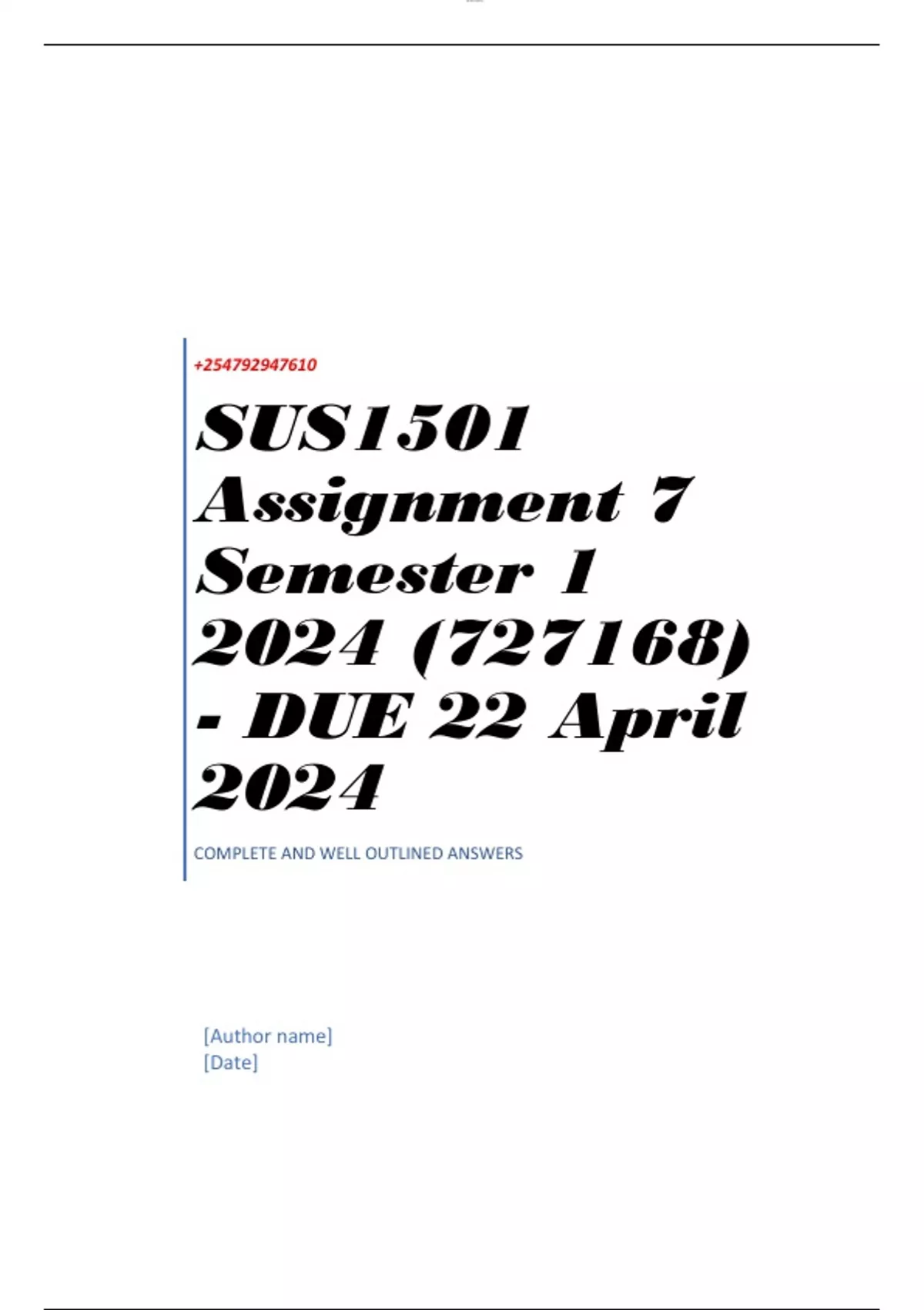 assignment 7 sus1501