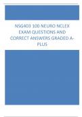  NSG403  100 NEURO NCLEX LATEST EXAM QUESTIONS & ANSWERS BEST EXAM GRADED A+.