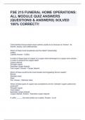 FSE 215 FUNERAL HOME OPERATIONS: ALL MODULE QUIZ ANSWERS (QUESTIONS & ANSWERS) SOLVED 100% CORRECT!!