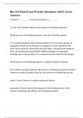 Bio 214 Final Exam Practice Questions with Correct Answers