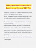 GA Personal Lines Insurance Terms Questions and Answers 100% Pass