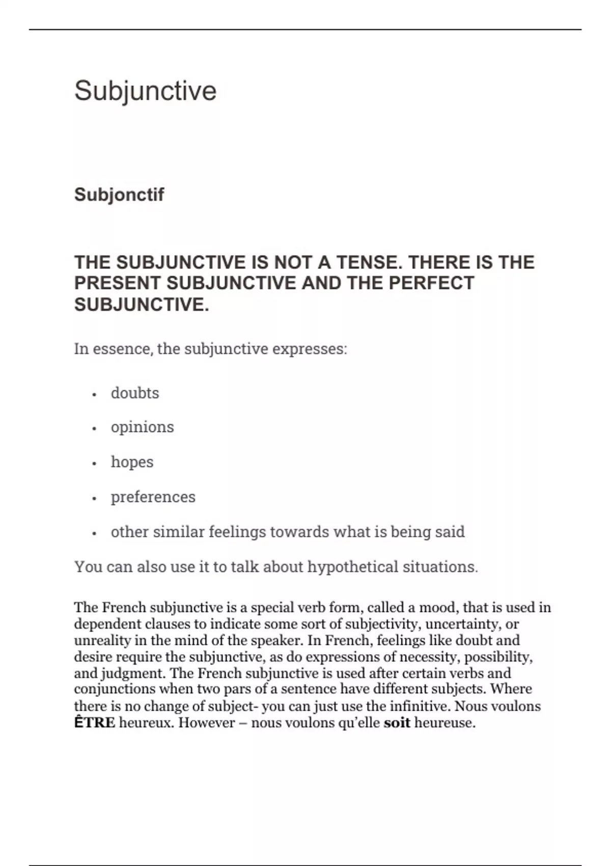 The Subjunctive in French : the A* A LEVEL DISCRIMINATOR - Unit 3 FREN3 ...