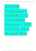 AUI3703 Assignment 2 (COMPLETE ANSWERS) Semester 1 2024 (773183)- DUE 24 April 2024