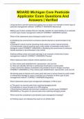 MDARD Michigan Core Pesticide Applicator Exam Questions And Answers | Verified