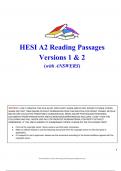 HESI A2 Reading Passages  Versions 1 & 2  (with ANSWERS)