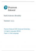 Pearson Edexcel GCE English Language Advanced subsidiary Paper 2(8EN0/02: Child Language)June 2023 MARK SCHEME