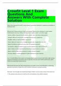 Crossfit Level 1 Exam Questions And Answers With Complete Solution