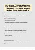 C16 - Chapter 7 - Relationship between  Sales Intermediaries and Insurers Exam |  Questions & 100% Correct Answers  (Verified) | Latest Update | Grade A+