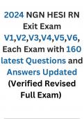 2024 NGN HESI RN Exit Exam V1,V2,V3,V4,V5,V6,  Each Exam with 160 latest Questions and Answers Updated (Verified Revised Full Exam)