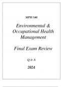 (UOP) MPH 540 ENVIRONMENTAL & OCCUPATIONAL HEALTH MANAGEMENT exam