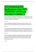 ATI Parenteral (IV) Medications Test 100%  VERIFIED ANSWERS  2024/2025 CORRECT ALREADY PASSED