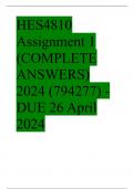 HES4810 Assignment 1 (COMPLETE ANSWERS) 2024 (794277) - DUE 26 April 2024