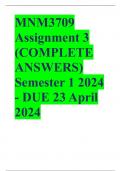 MNM3709 Assignment 3 (COMPLETE ANSWERS) Semester 1 2024 - DUE 23 April 2024