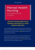 ATI RN 3.0 Mental Health 1 Exam Questions and Answers/ A+ Score Solutions 2024-2025. 