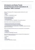 Urinalysis and Body Fluids Comprehensive Exam Quiestions & Answers 100% Correct!