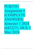 PUB3701 Assignment 4 (COMPLETE ANSWERS) Semester 1 2024 (643227)- DUE 2 May 2024