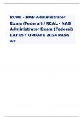 RCAL - NAB Administrator  Exam (Federal) / RCAL - NAB  Administrator Exam (Federal) LATEST UPDATE 2024 PASS A+