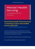 Psych/Mental Health ATI Practice Exam 1 Containing 42 Terms with Certified Answers 2024-2025. 