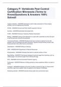 Category P: Vertebrate Pest Control Certification Minnesota (Terms to Know)Questions & Answers 100% Solved!