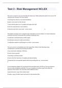 Test 3 - Risk Management NCLEX  Practical Exam Questions And Well Elaborated Answers.