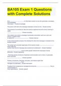 BA105 Exam 1 Questions  with Complete Solution