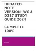 UPDATED NOTE VERSION- WGU D217 STUDY  GUIDE 2024   COMPLETE 100%