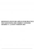 MINNESOTA PESTCIDE APPLICATOR PRACTICE TEST QUESTIONS AND CORRECT ANSWERS GRADED A+ | LATEST VERSION 2024. 