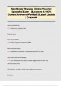 Nan Mckay Housing Choice Voucher  Specialist Exam | Questions & 100%  Correct Answers (Verified) | Latest Update  | Grade A+