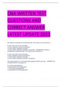 CNA WRITTEN TEST  QUESTIONS AND  CORRECT ANSWER  LATEST UPDATE 2023