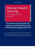 ATI Mental health Assessment Test Questions Containing 50 Terms with Certified Solutions Updated 2024-2025