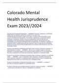 Colorado Mental  Health Jurisprudence  Exam 2023//2024