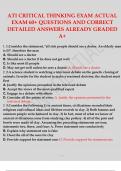 ATI CRITICAL THINKING EXAM ACTUAL EXAM 60+ QUESTIONS AND CORRECT DETAILED ANSWERS